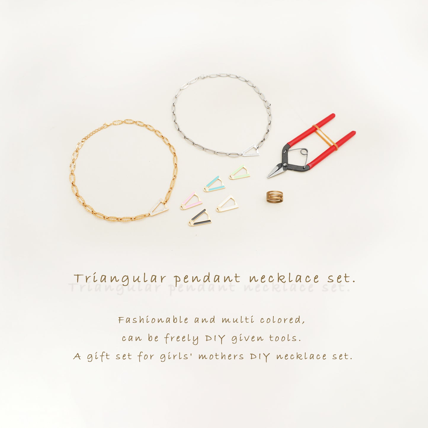 Triangular Pendant Necklace Set, Fashionable And Multi Colored, Can Be Freely DIY Given Tools, Gift Set For Girls' Mothers DIY Necklace Set