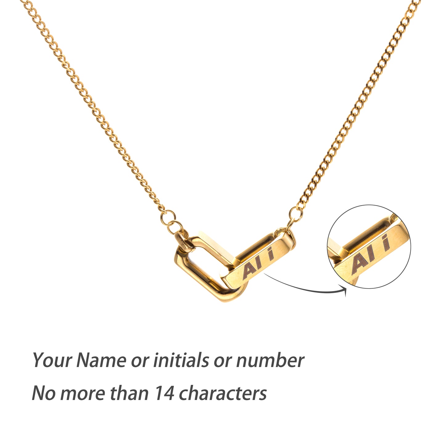 Customizable Your Name 18k gold plated Geometric Interlocking Circles Pendant Necklace For couples 001