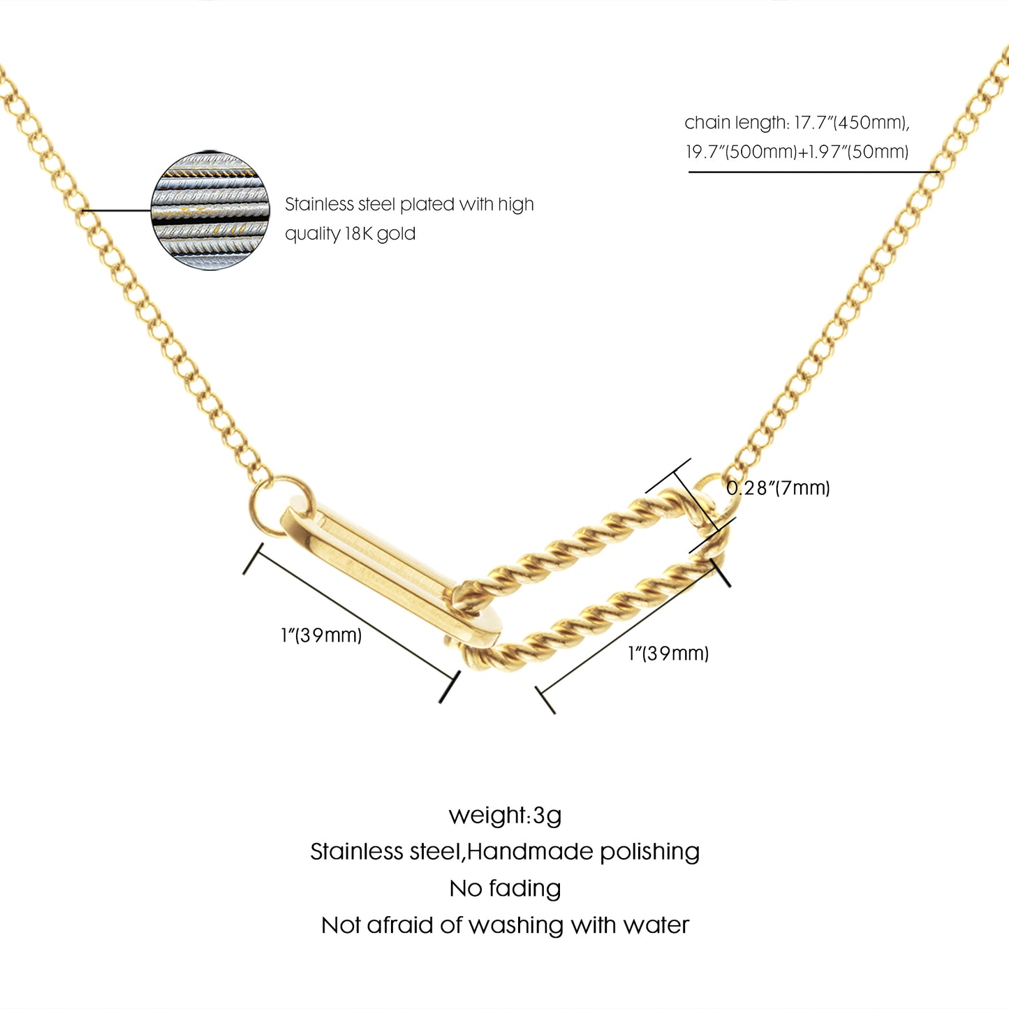 Stono'Land Elegant 14K Goldplated Interlocking Circles Necklace,Hypoallergenic & Handcrafted,Perfect for Layering Bullet Points