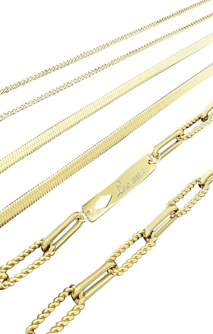 3 stacked necklaces, fashionable and atmospheric。Dainty Layered Necklace, Handmade 18K Gold Plated Necklace Multilayer  Personalized  Name Necklace Kids Names Bar Necklace Mom Personalized for girls for mom jewelry ss003