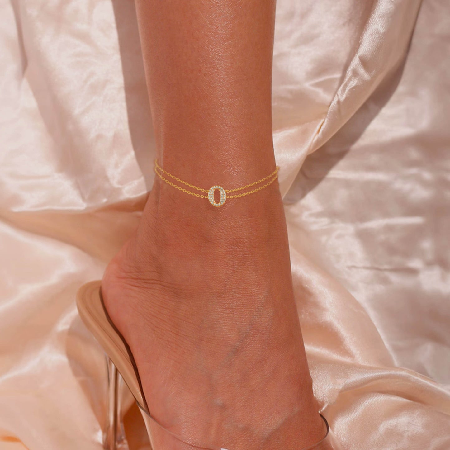 Stono'Land Stainless Steel Plated 18K Gold Personalized Initial Ankle, Customizable Letter Chain Ankle, And Women's Exquisite Gold Ankle