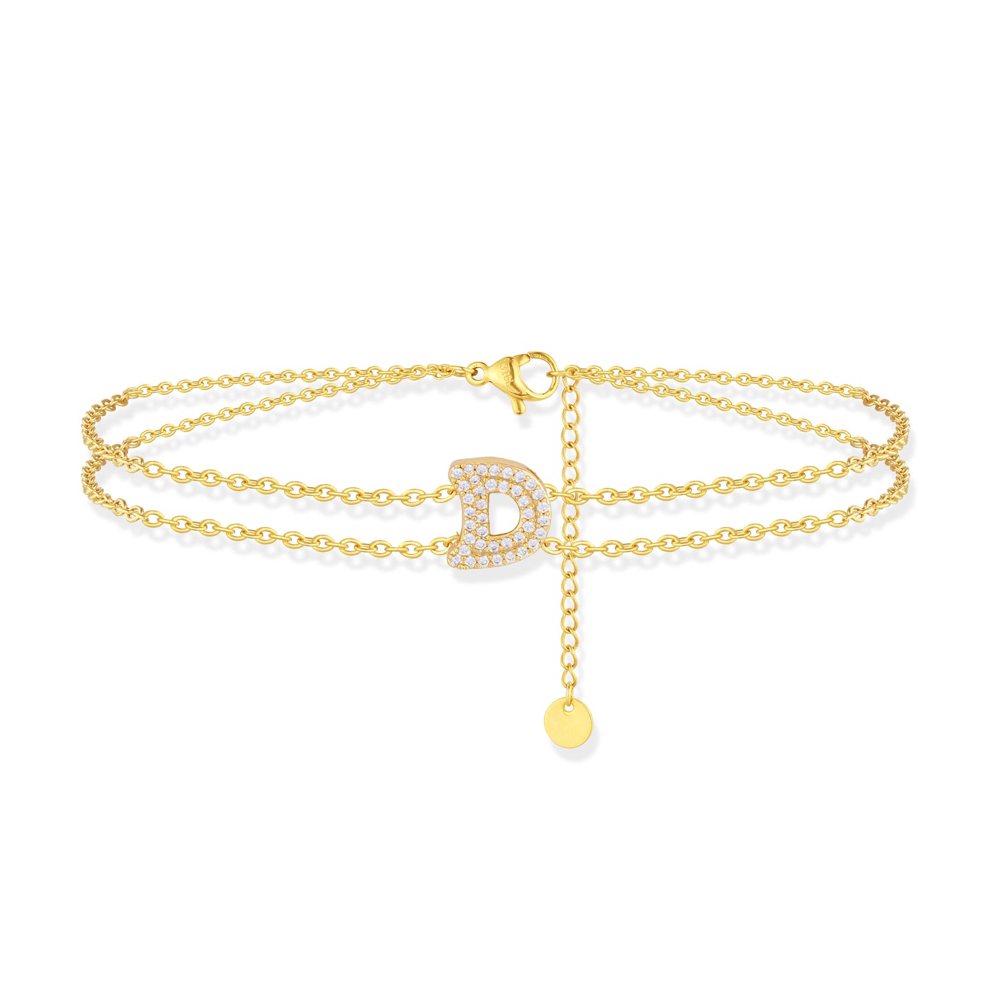 Stono'Land Stainless Steel Plated 18K Gold Personalized Initial Ankle, Customizable Letter Chain Ankle, And Women's Exquisite Gold Ankle