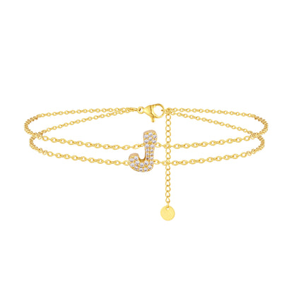 Stono'Land Stainless Steel Plated 18K Gold Personalized Initial Ankle, Customizable Letter Chain Ankle, And Women's Exquisite Gold Ankle