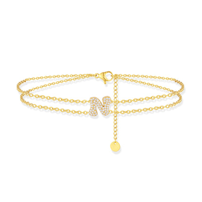 Stono'Land Stainless Steel Plated 18K Gold Personalized Initial Ankle, Customizable Letter Chain Ankle, And Women's Exquisite Gold Ankle